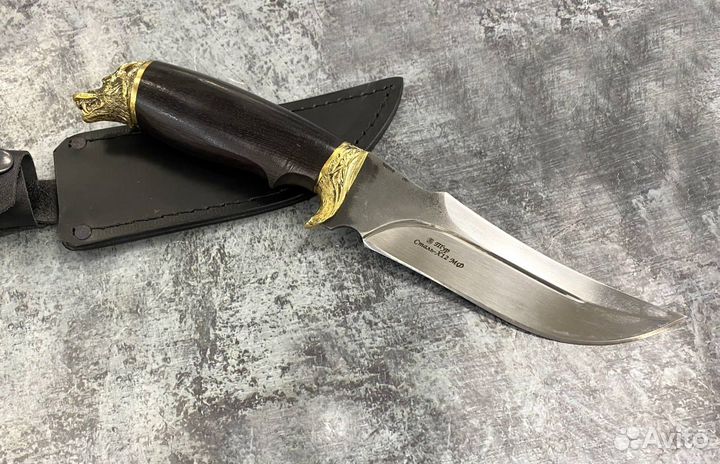 Нож Тур, кованая Х12мф, черный граб, с навершием