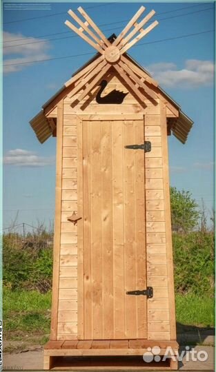 Дачный туалет деревянный с установкой заж 004