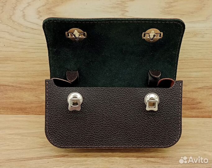 Кожаная коричневая велосумка