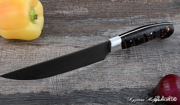 Поварской нож № 8 сталь Х12мф акрил коричневый