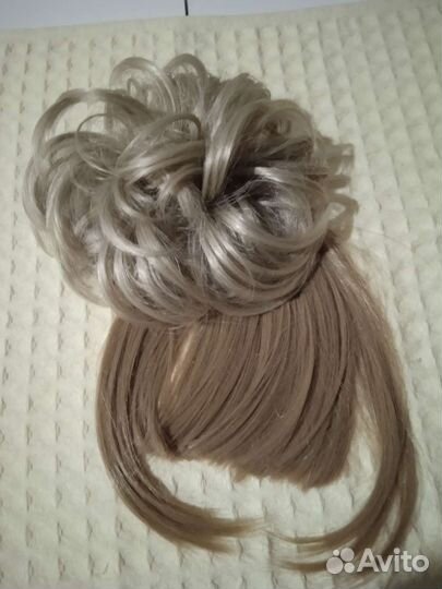 Пучок на резинке и челка