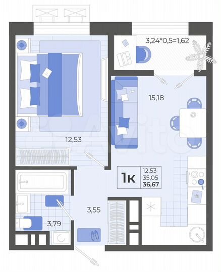 1-к. квартира, 36,7 м², 11/14 эт.
