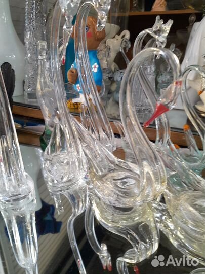 Статуэтки лебеди хрусталь стекло СССР