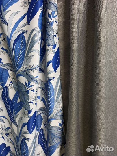 Новые готовые двухцветные шторы из рогожки 3, 4 м