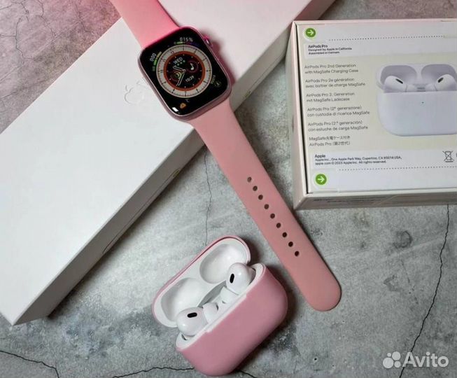 Apple Watch 8 + AirPods Pro 2 (Розовый комплект)