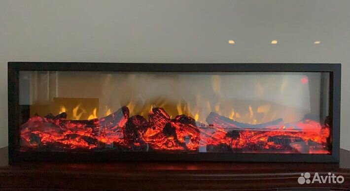 Длинный красивый электрокамин для дома