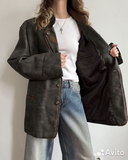 Винтажный пиджак, унисекс, XL