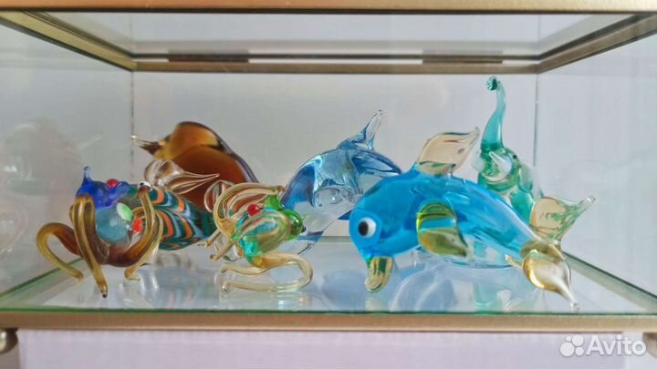 Коллекционные морские фигурки из цветного стекла