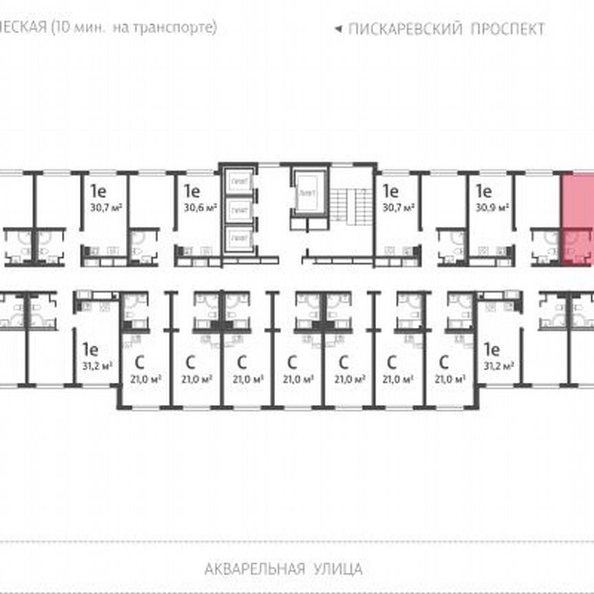 1-к. квартира, 30,6 м², 19/25 эт.