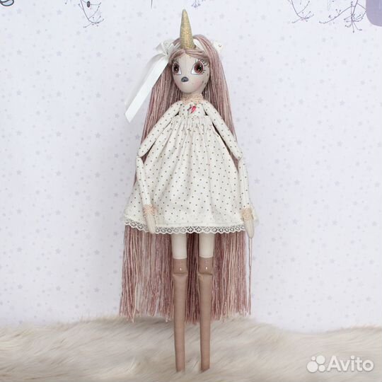 Кукла единорог ручной работы, кукла Тильда