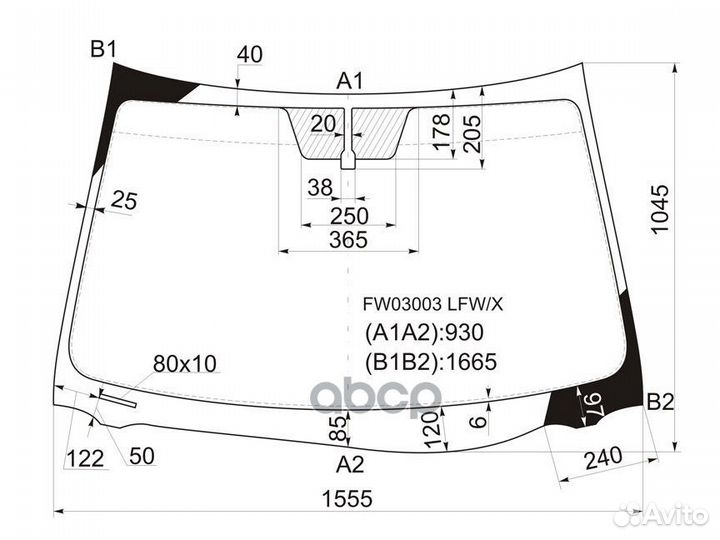 Стекло лобовое Toyota Venza 08-16 FW03003 LFW/X