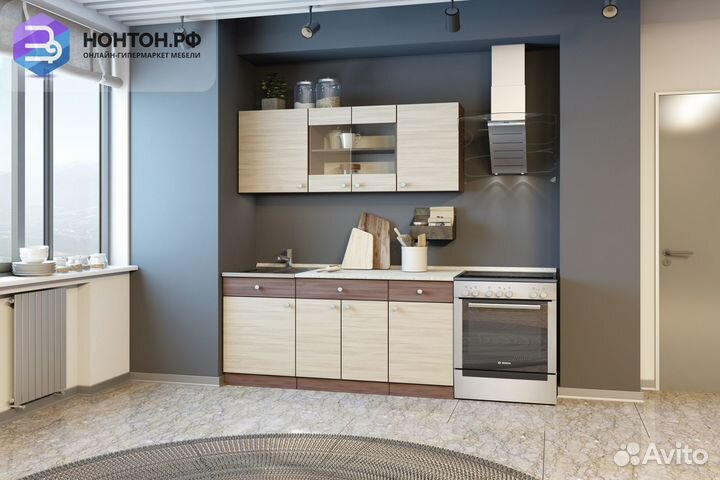 Кухня Шимо 1.5 м ясень шимо темный / ясень шимо св