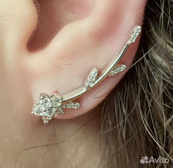 Серьги каффы серебро
