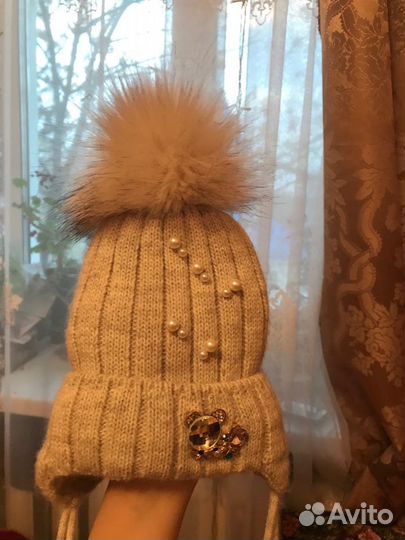 Комплект шапка, снуд детские на 5-12 месяцев