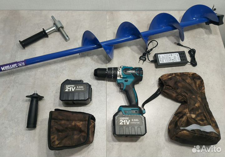 Комплект для ледобура Ludyvi 6Ah + Шнек Тонар 150R