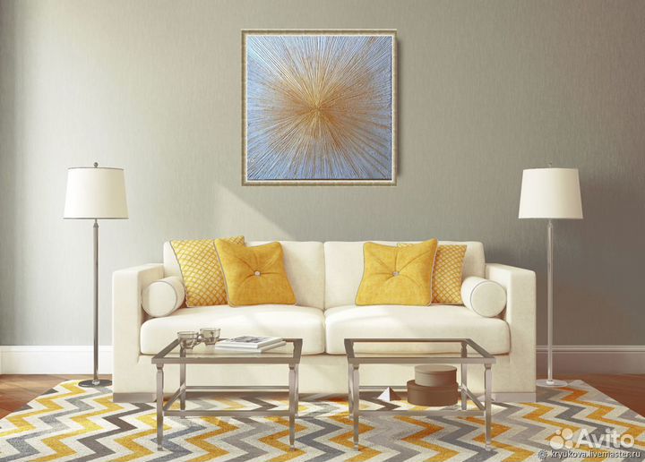 Интерьерная фактурная картина «Золотые лучи»
