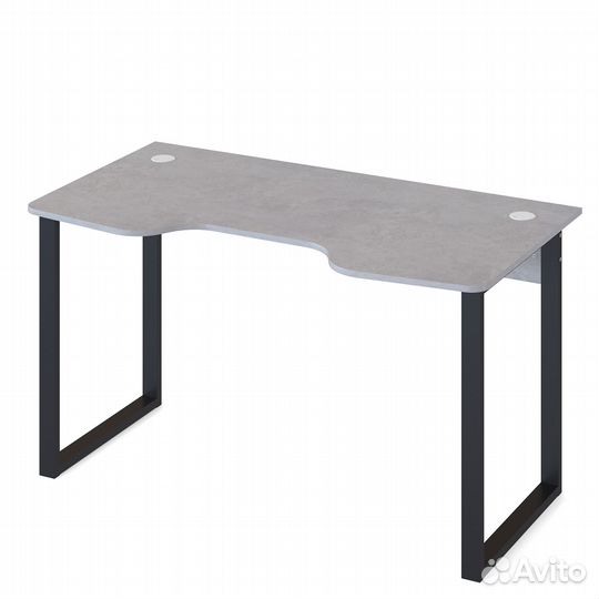Стол компьютерный с металлическими опорами кст-19, цвет бетон, шхгхв 135х73х74 см