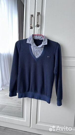 Джемпер кофта-рубашка школьная рубашка