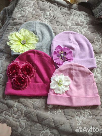 Шапочки на девочку 2-3 года