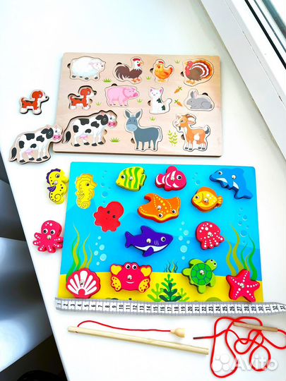 Деревянные пазлы вкладыши, развивающие игрушки