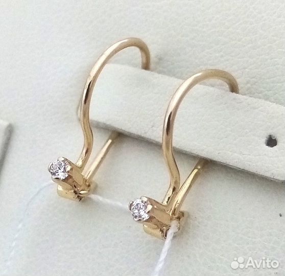 Серьги / 1,19г / Золото585 / фианиты круглые