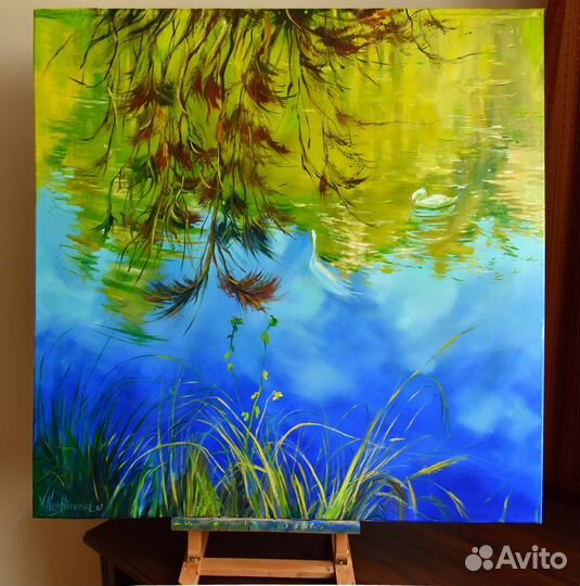 Картина маслом на холсте Тихое Утро 80х80 см