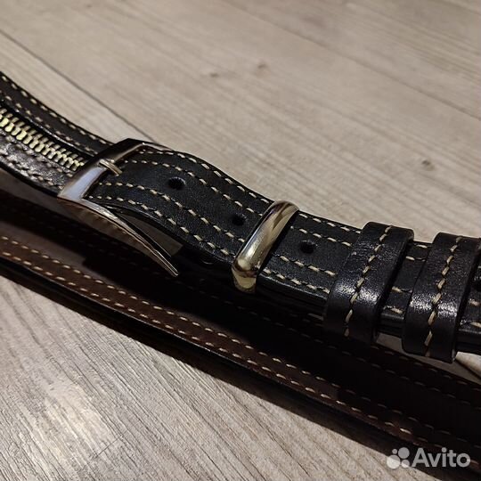 Кожаный ремень. С молнией.Ручная работа