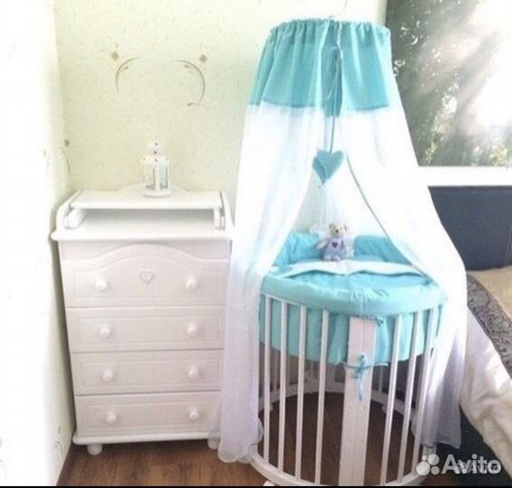 Кроватка овальная трансформер premium baby