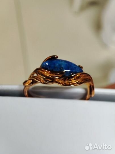 Роскошное кольцо с натуральным Лазуритом