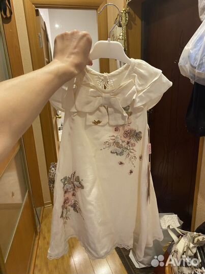 Платье для девочки льняное (новое) р 110-116