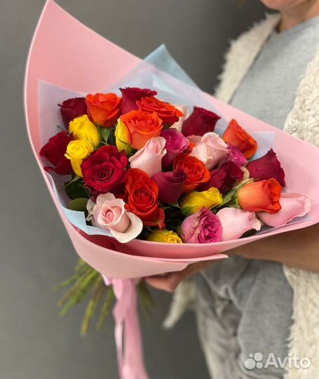 Букет из 35 роз Кения микс 35-40см в фоамиране