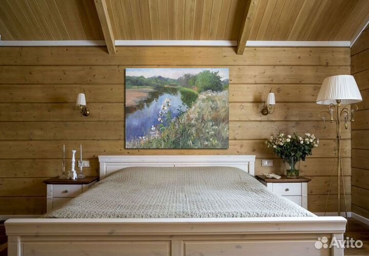 Картина летний этюд река Оять