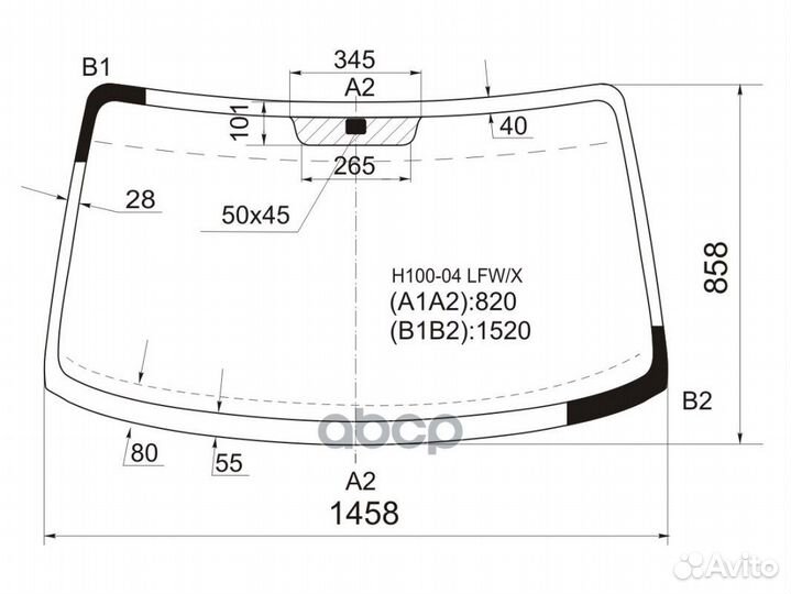 Стекло лобовое в клей hyundai Porter/H100 04- H