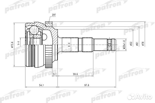 Patron PCV1400 шрус наружн к-кт 22x52x28 ABS29T OP