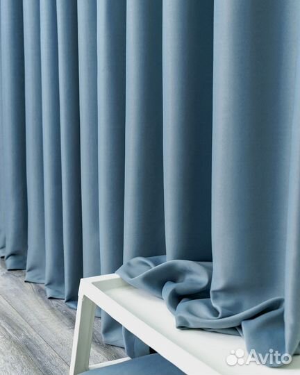 Шторы блэкаут Марсель Пастельный синий