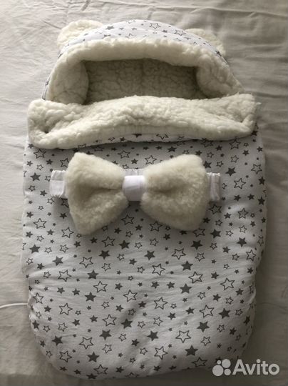 Зимний конверт в коляску на овчине