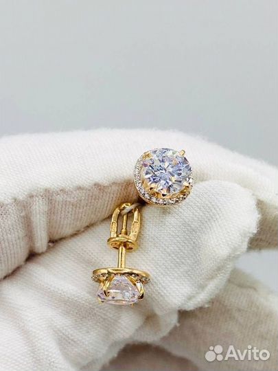 Золотые серьги с фианитом