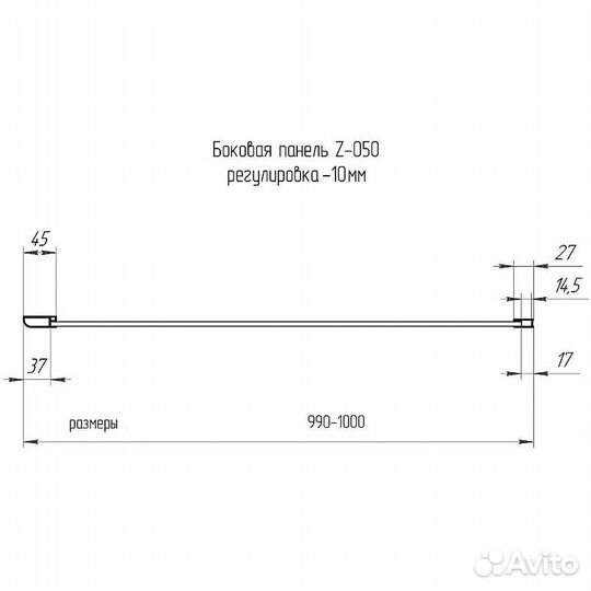 Душ. Стенка RGW 100x195 Черный 352205200-24