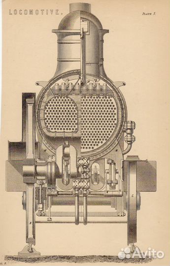 Гравюры. Паровозы. Локомотивы. Устройство