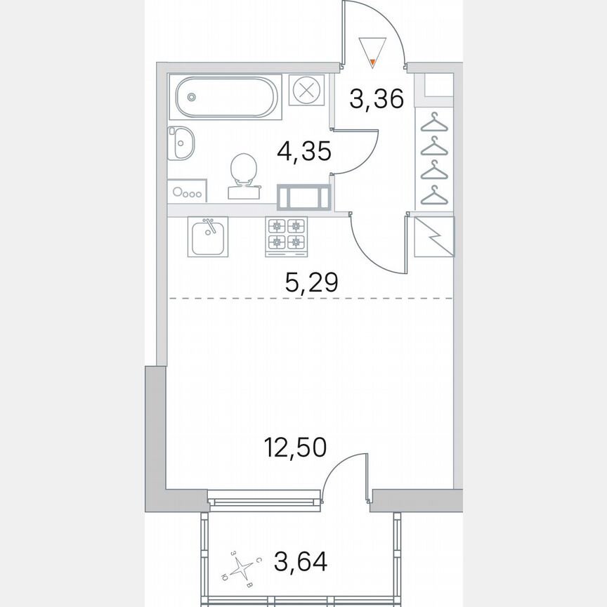 Квартира-студия, 26,6 м², 4/5 эт.