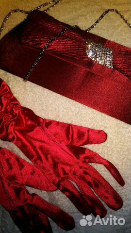 Клатч+перчатки атласные