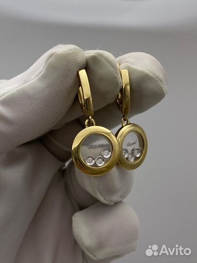 Золотые серьги chopard Happy spirit