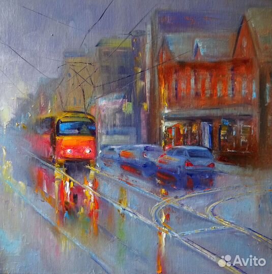 Картина маслом авторская городской пейзаж