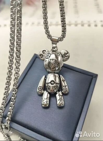 Кулон подвеска на цепочке Мишка подвижный