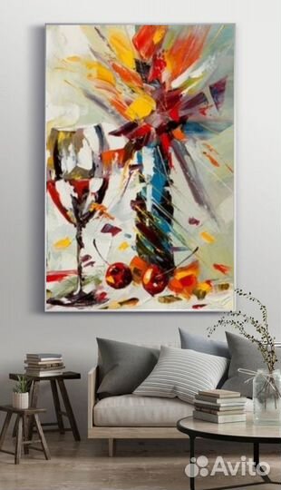 Интерьерная картина маслом абстракция примерка