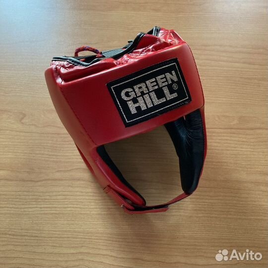 Красный боксерский шлем green hill