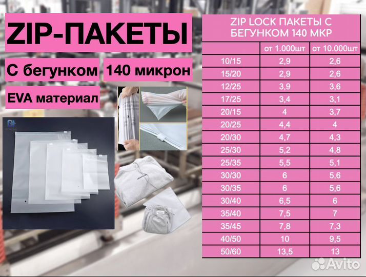 Зип-лок пакеты с бегунком