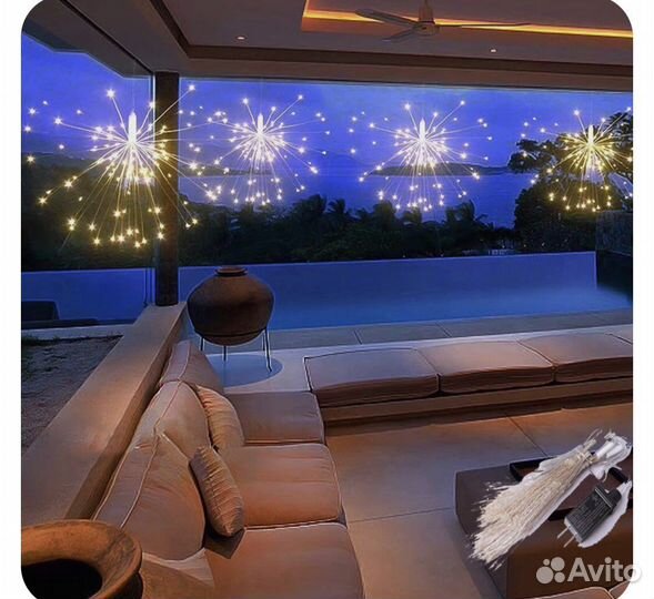 Гирлянда салют, феерверк, фонтан, водопад