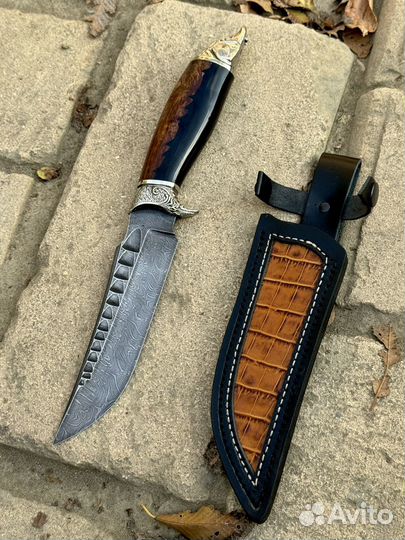 Нож Осетр из дамасской стали
