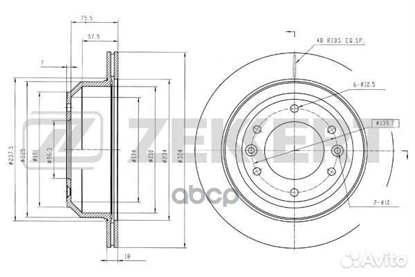 Диск торм. зад. Hyundai H-1 08- bs-5486 Zekkert